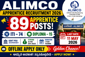 ALIMCO Apprentice Recruitment 2026 89 ITI Diploma Apprentice Posts Offline Apply Last Date 11 May 2026