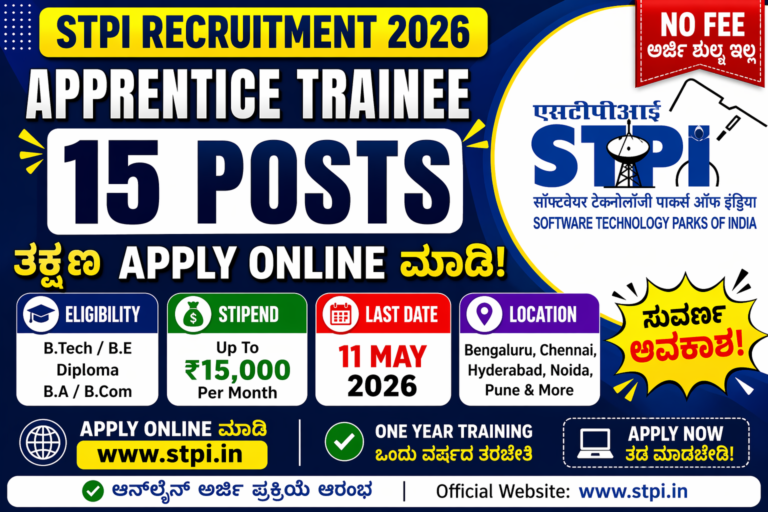 STPI Apprentice Trainee Recruitment 2026 – 15 ಹುದ್ದೆಗಳಿಗೆ Apply Online