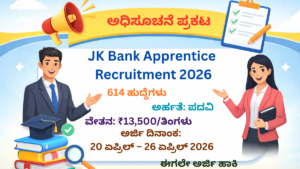 JK Bank Apprentice Recruitment 2026 614 Posts Apply Online